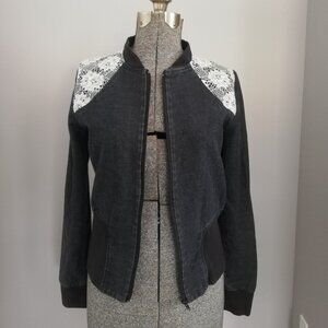 House of Virtue Reclaimed Vintage Cotton Fabric Women's Zip Up Jacket Size L